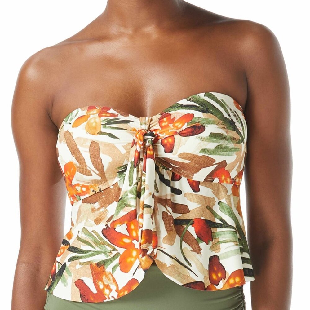 Vince Camuto Seychelles Floral Tie Front Bandini Swim Top